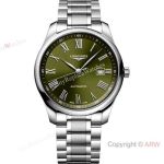 High Quality Replica LONGINES Master Collection Silver 316L Stainless Steel Strap Olive Green Face Dial Silver Case Watch 40mm